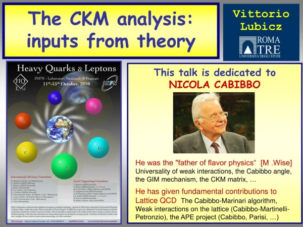 The CKM analysis: inputs from theory