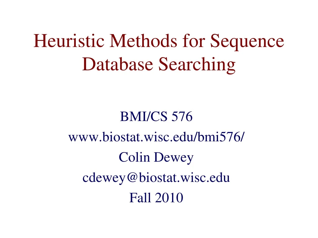 heuristic methods for sequence database searching