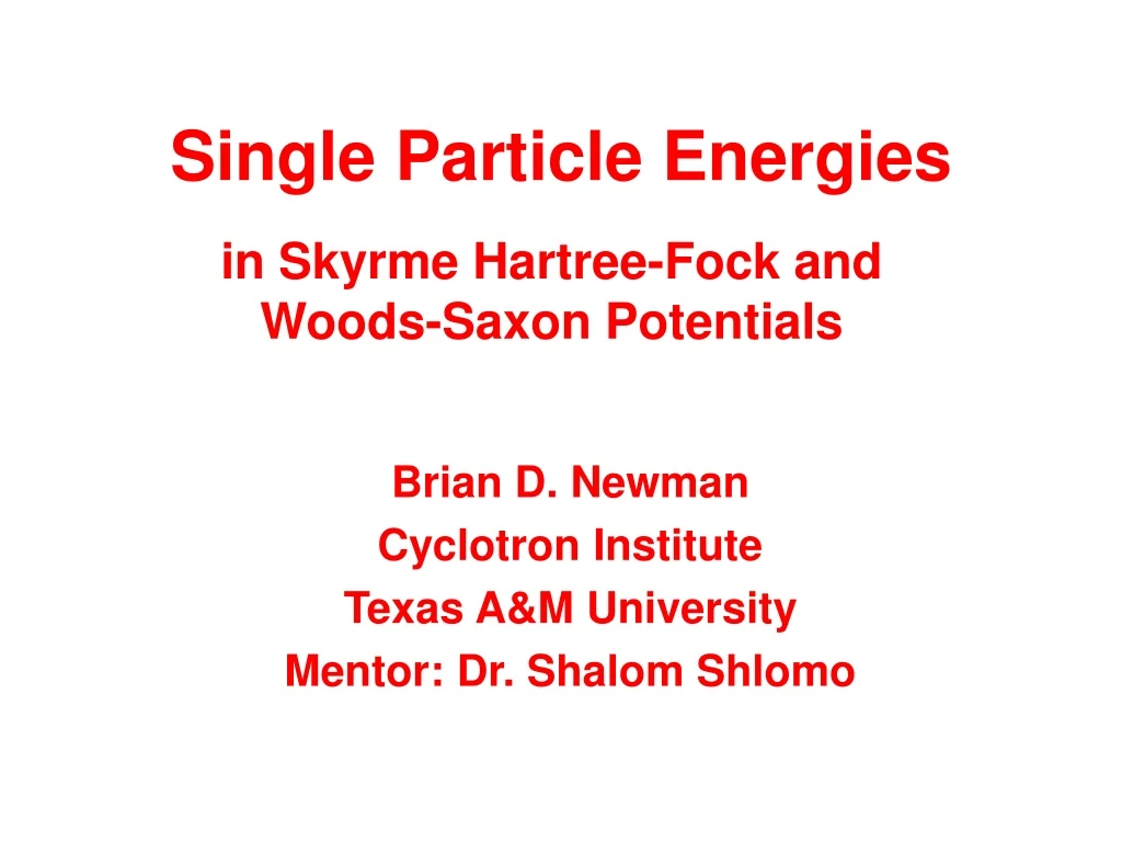 single particle energies
