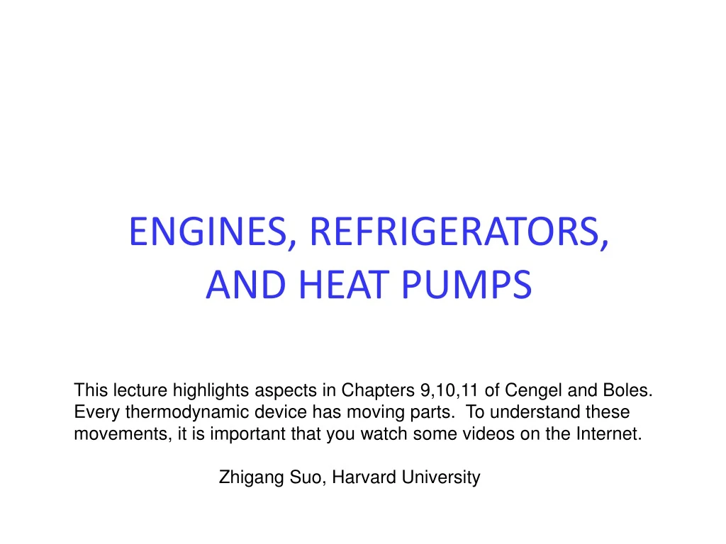 engines refrigerators and heat pumps