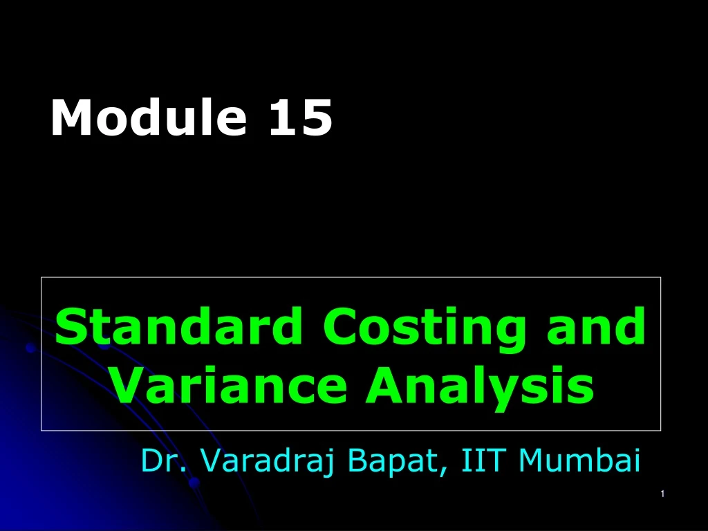 standard costing and variance analysis