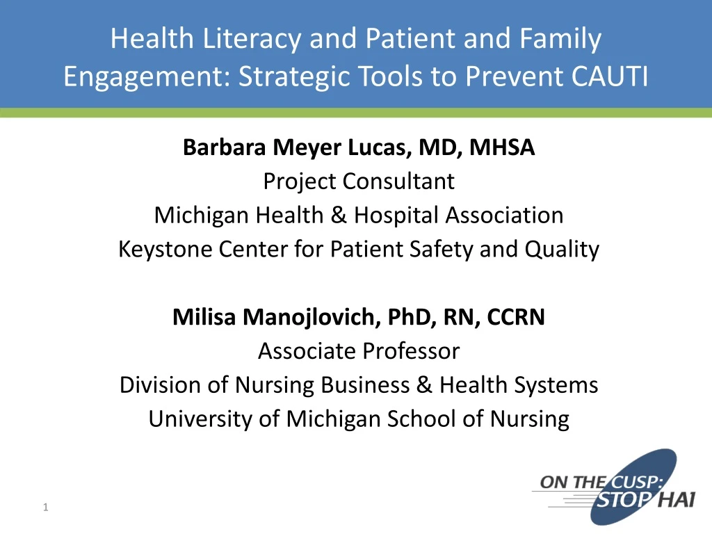 health literacy and patient and family engagement strategic tools to prevent cauti