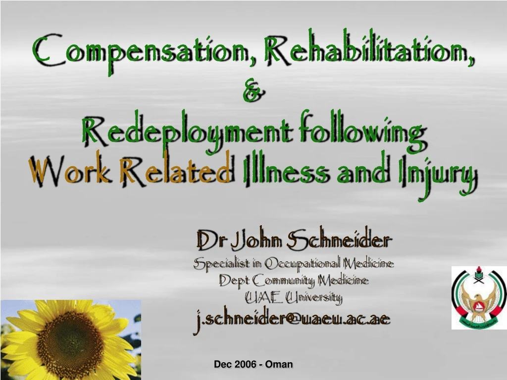 compensation rehabilitation redeployment following work related illness and injury