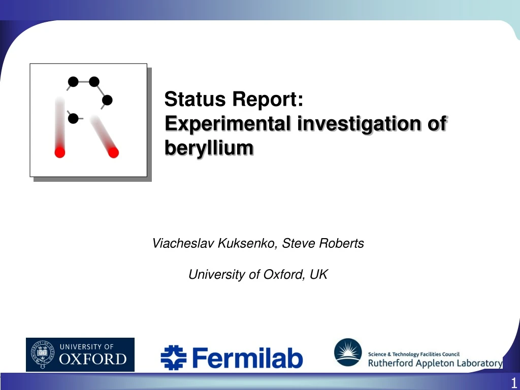 status report experimental investigation