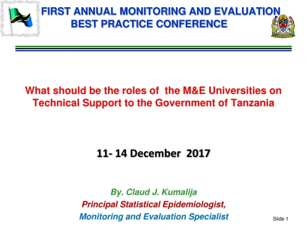 FIRST ANNUAL MONITORING AND EVALUATION BEST PRACTICE CONFERENCE