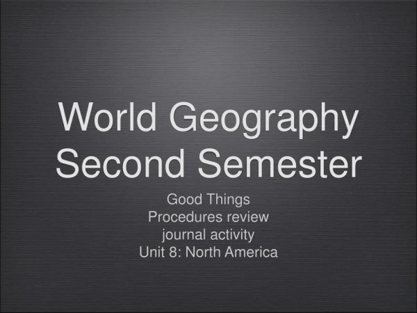 World Geography Second Semester