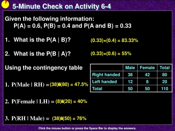 5-Minute Check on Activity  6-4