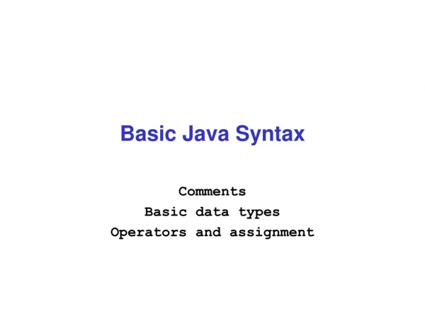 Basic Java Syntax
