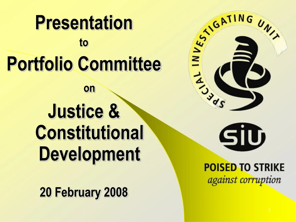 presentation to portfolio committee on justice