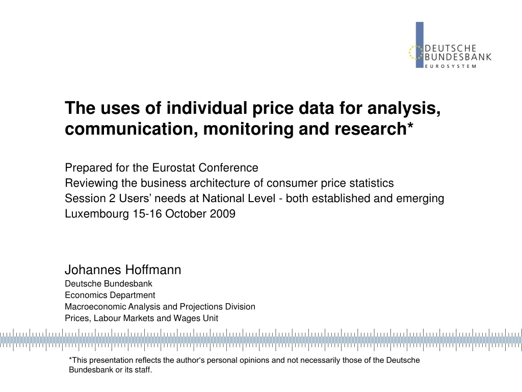 the uses of individual price data for analysis communication monitoring and research