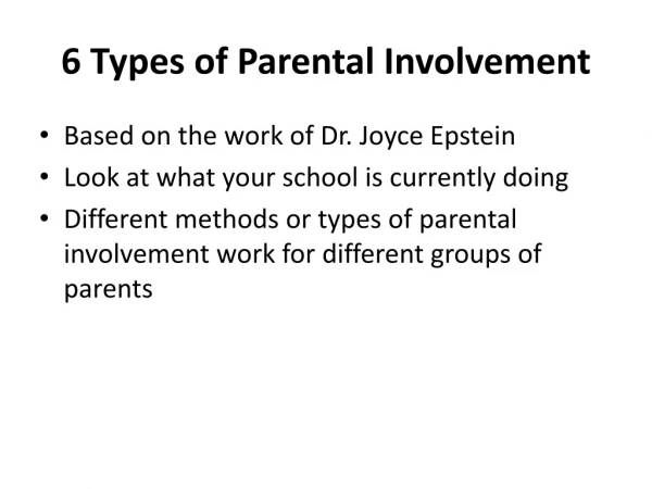 6 Types of Parental Involvement