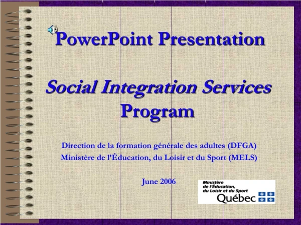 PowerPoint Presentation Social Integration Services Program