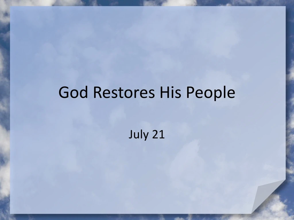 god restores his people