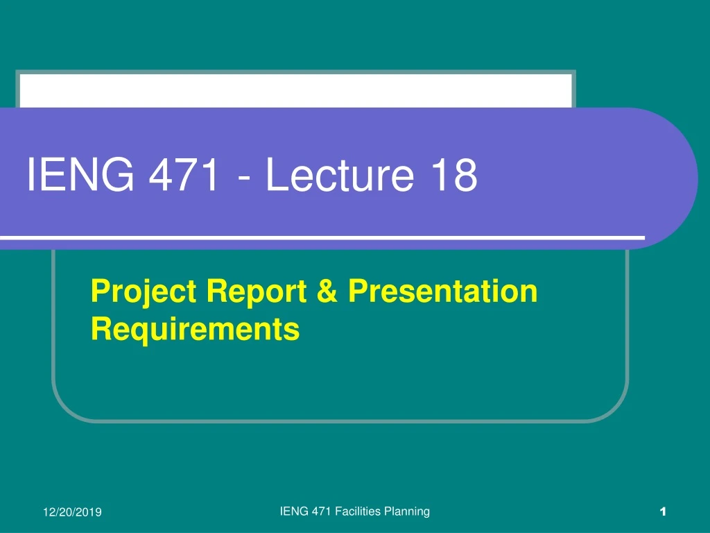 ieng 471 lecture 18