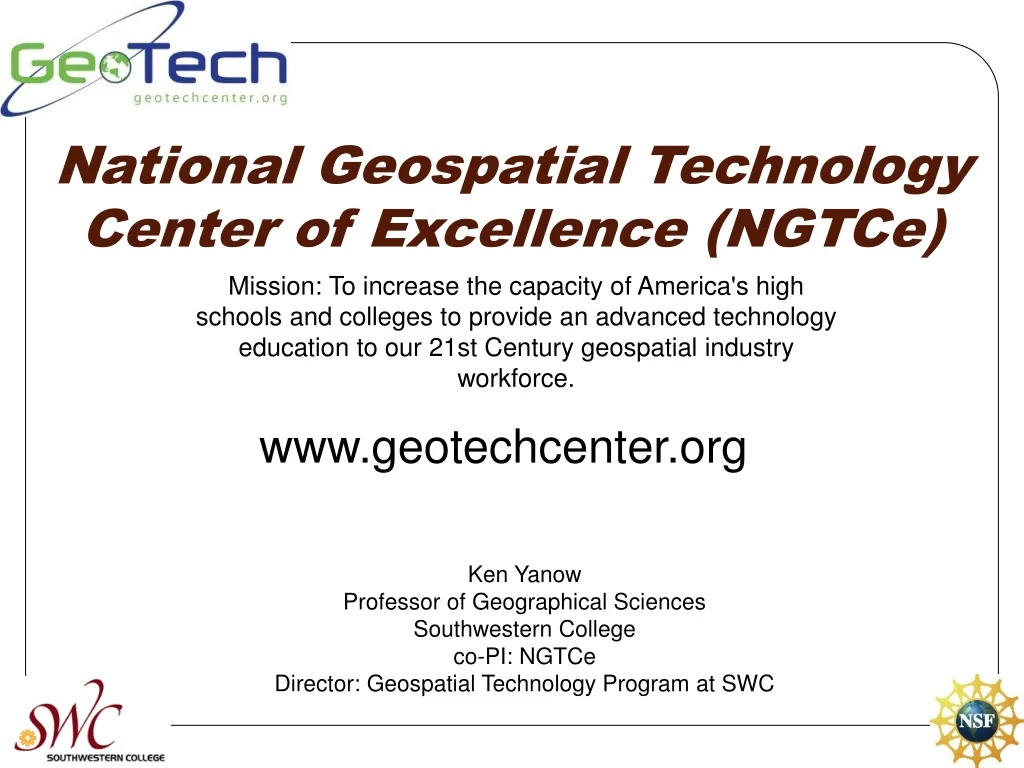 national geospatial technology center of excellence ngtce