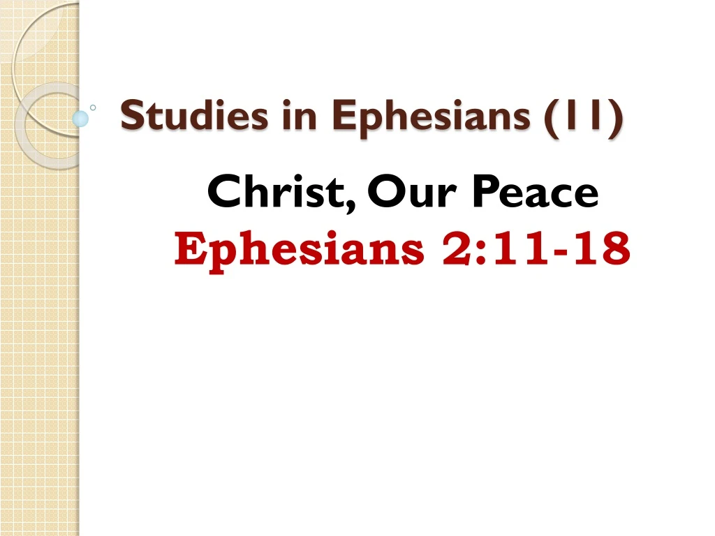 studies in ephesians 11