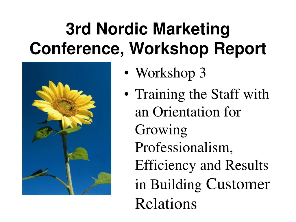 3rd nordic marketing conference workshop report