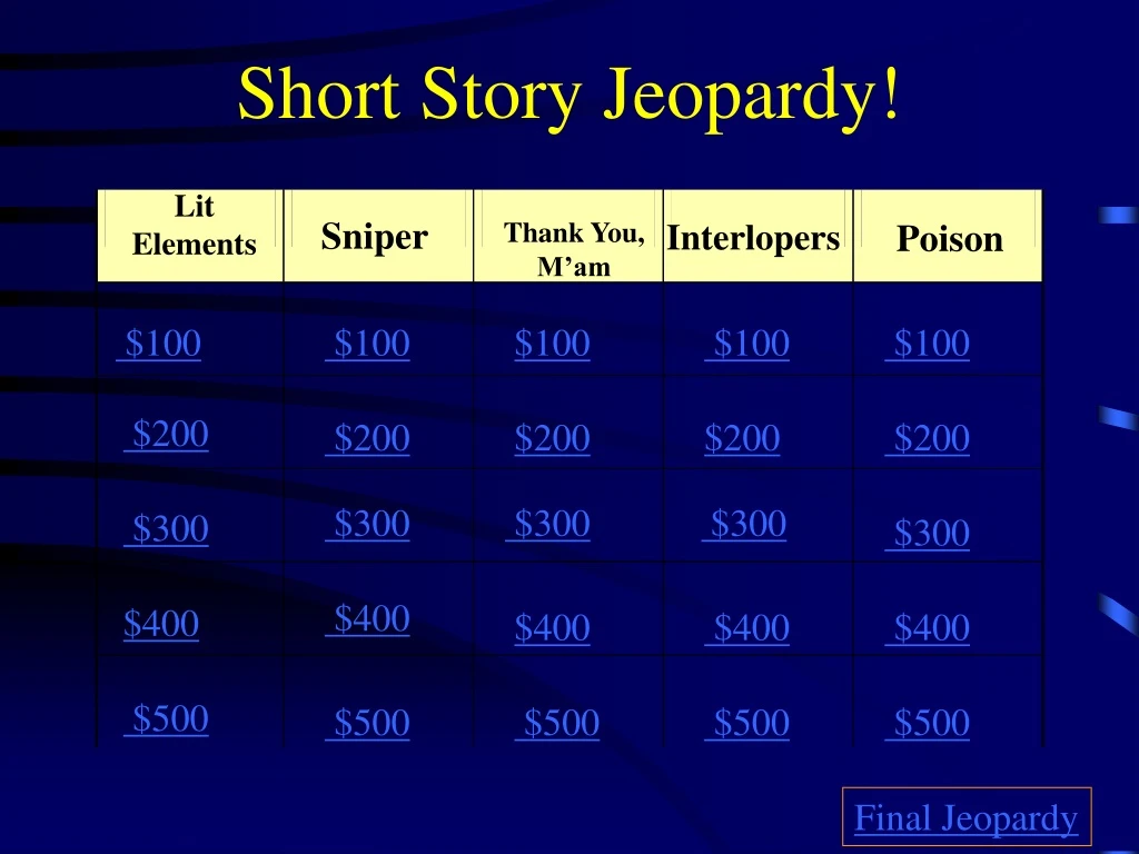 short story jeopardy