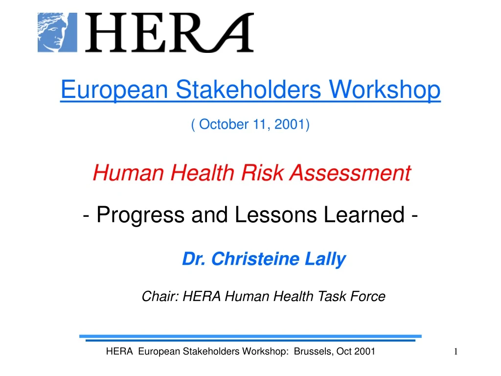 european stakeholders workshop october 11 2001