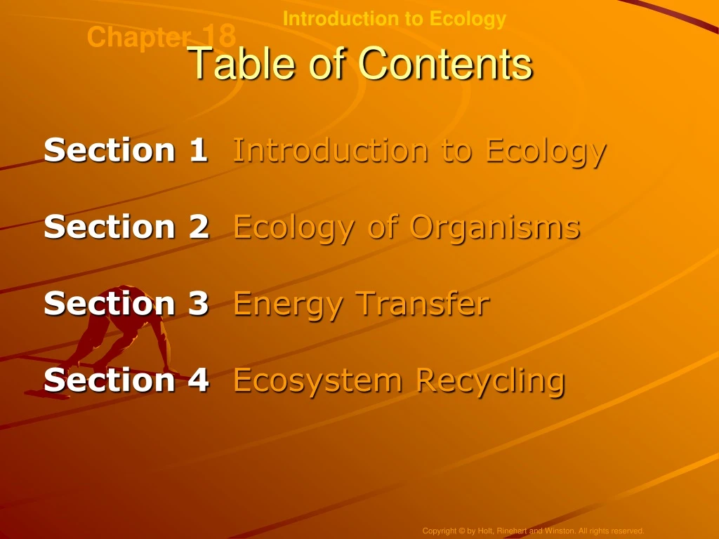 table of contents