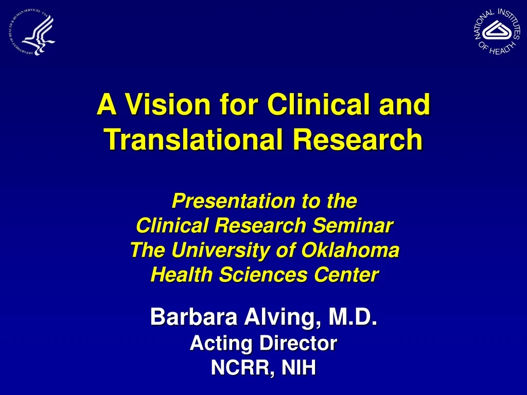 a vision for clinical and translational research