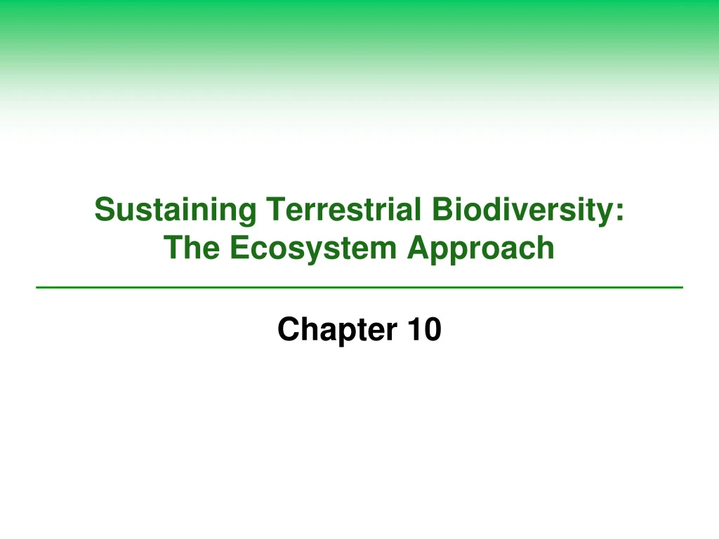 sustaining terrestrial biodiversity the ecosystem approach