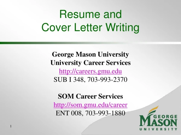 Resume and  Cover Letter Writing