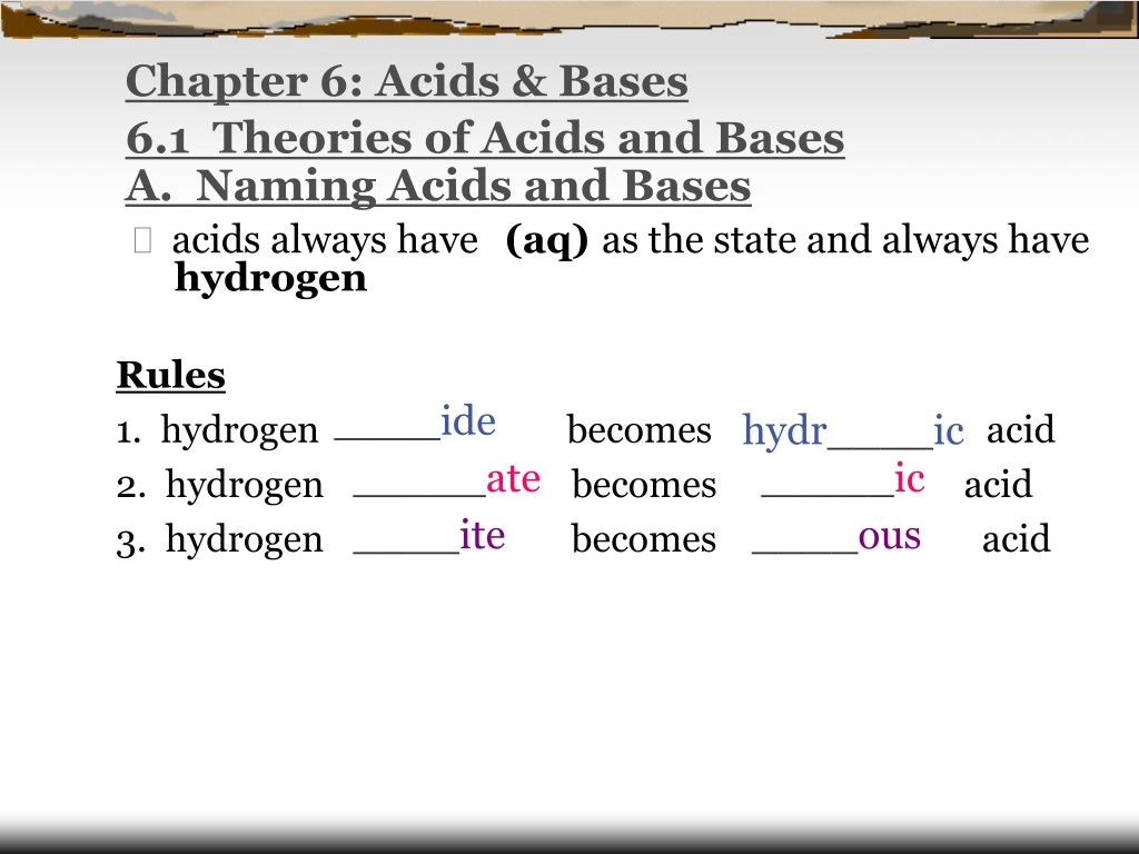 chapter 6 acids bases