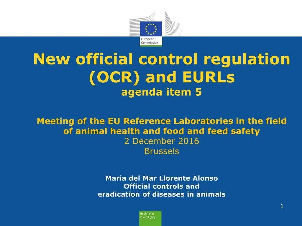 new official control regulation ocr and eurls