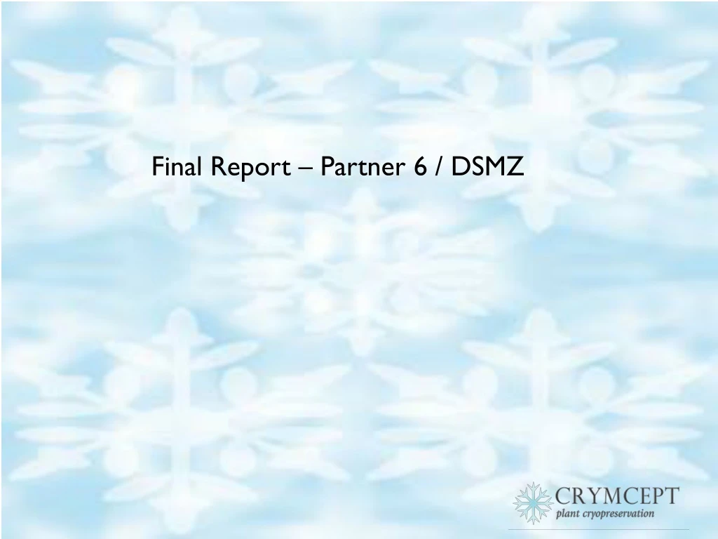 final report partner 6 dsmz