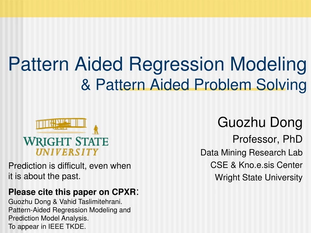 pattern aided regression modeling pattern aided problem solving