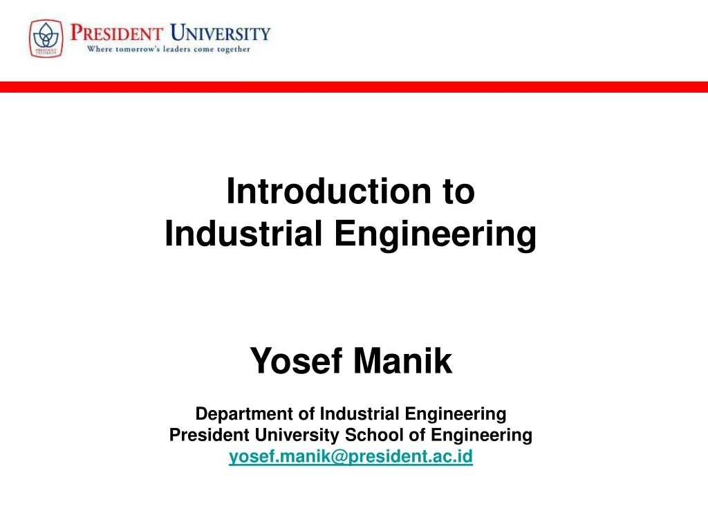 introduction to industrial engineering yosef