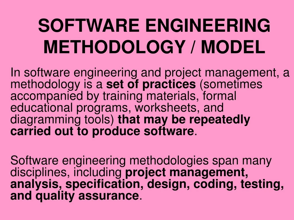 software engineering methodology model