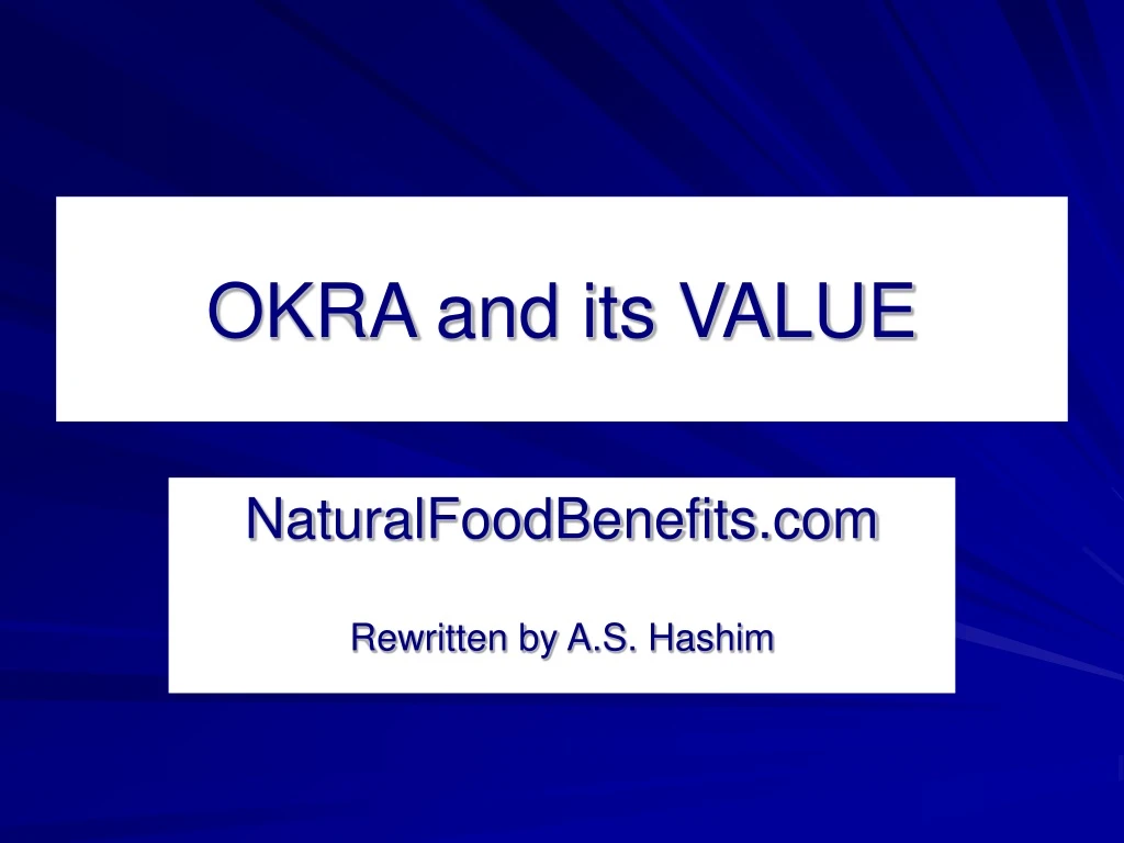 okra and its value