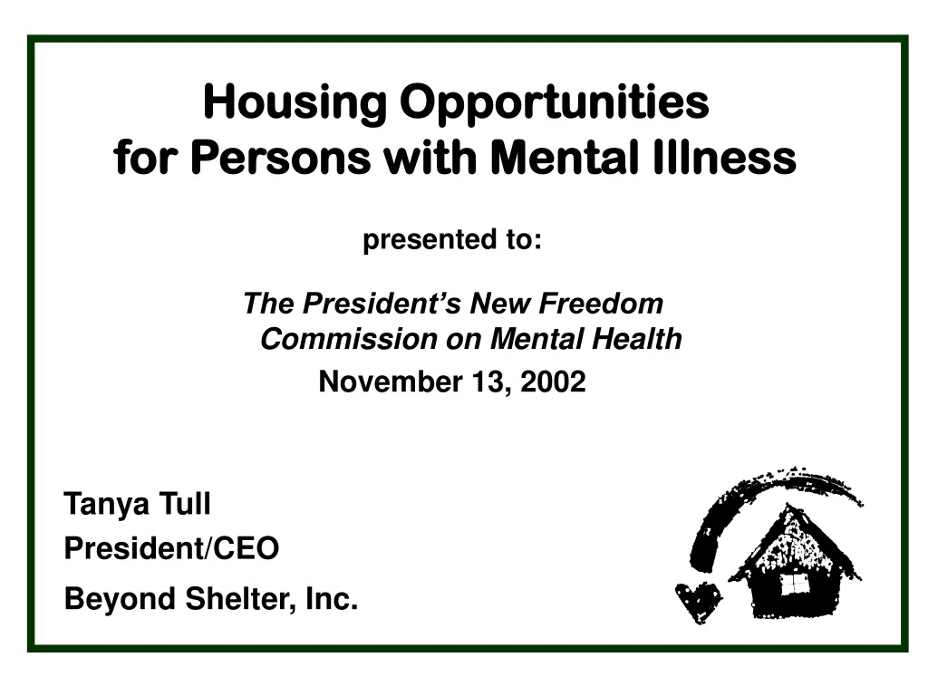 housing opportunities for persons with mental illness