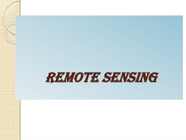 REMOTE SENSING