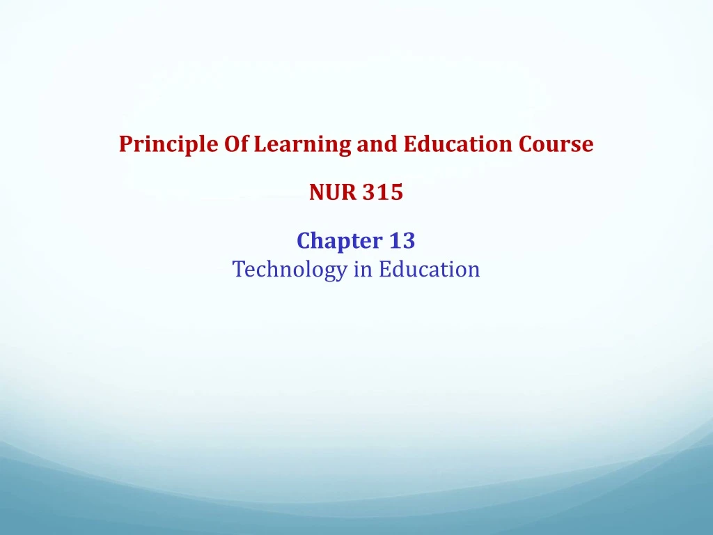 principle of learning and education course