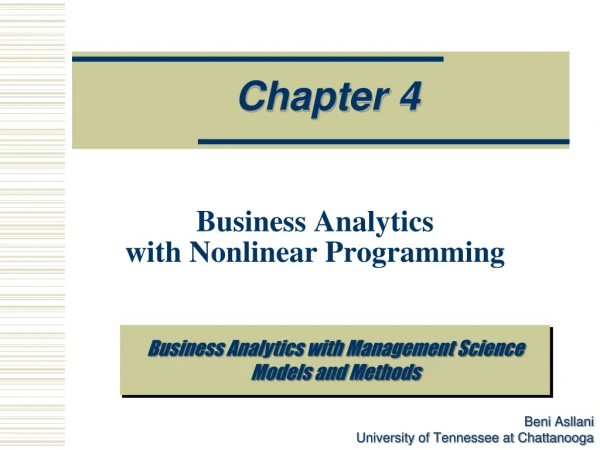 Business Analytics  with Nonlinear Programming