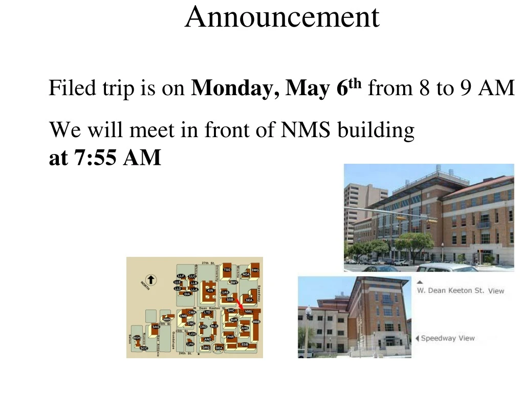 announcement filed trip is on monday may 6 th from 8 to 9 am
