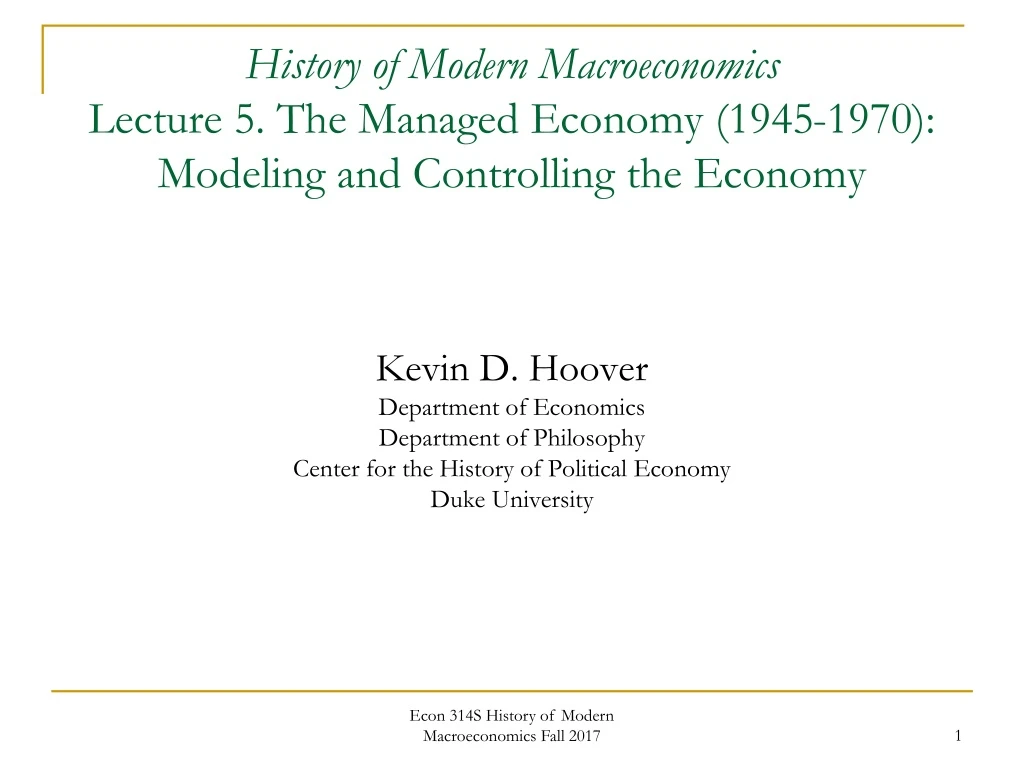 history of modern macroeconomics lecture