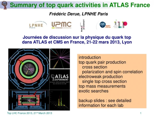 Summary of top quark activities in ATLAS France