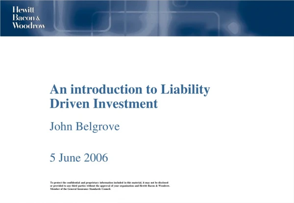 An introduction to Liability Driven Investment