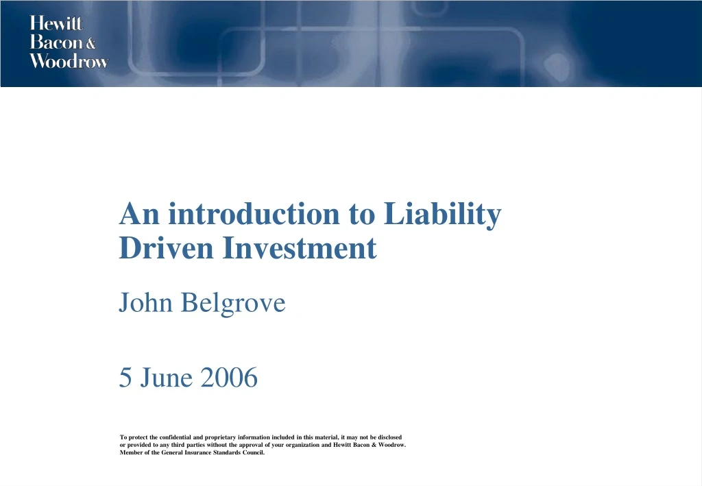 an introduction to liability driven investment