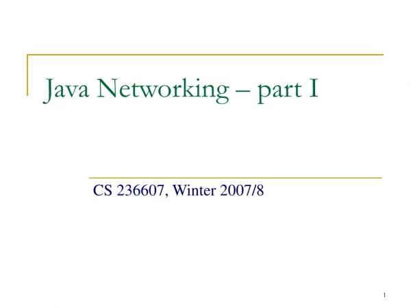 Java Networking – part I