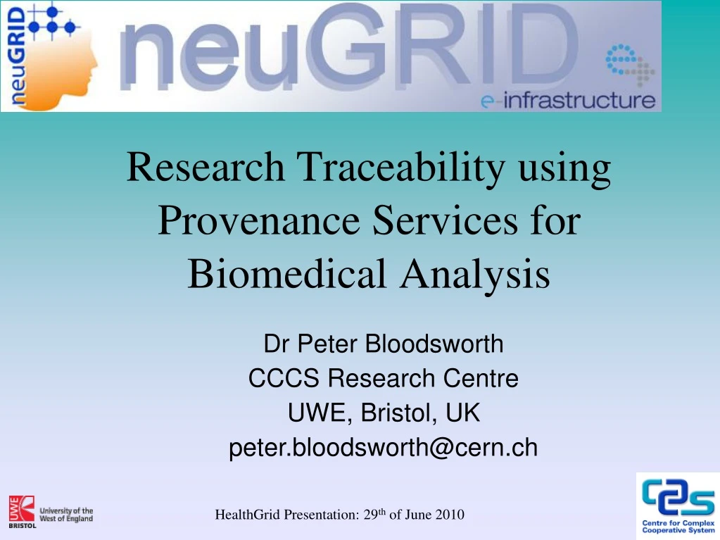 research traceability using provenance services for biomedical analysis