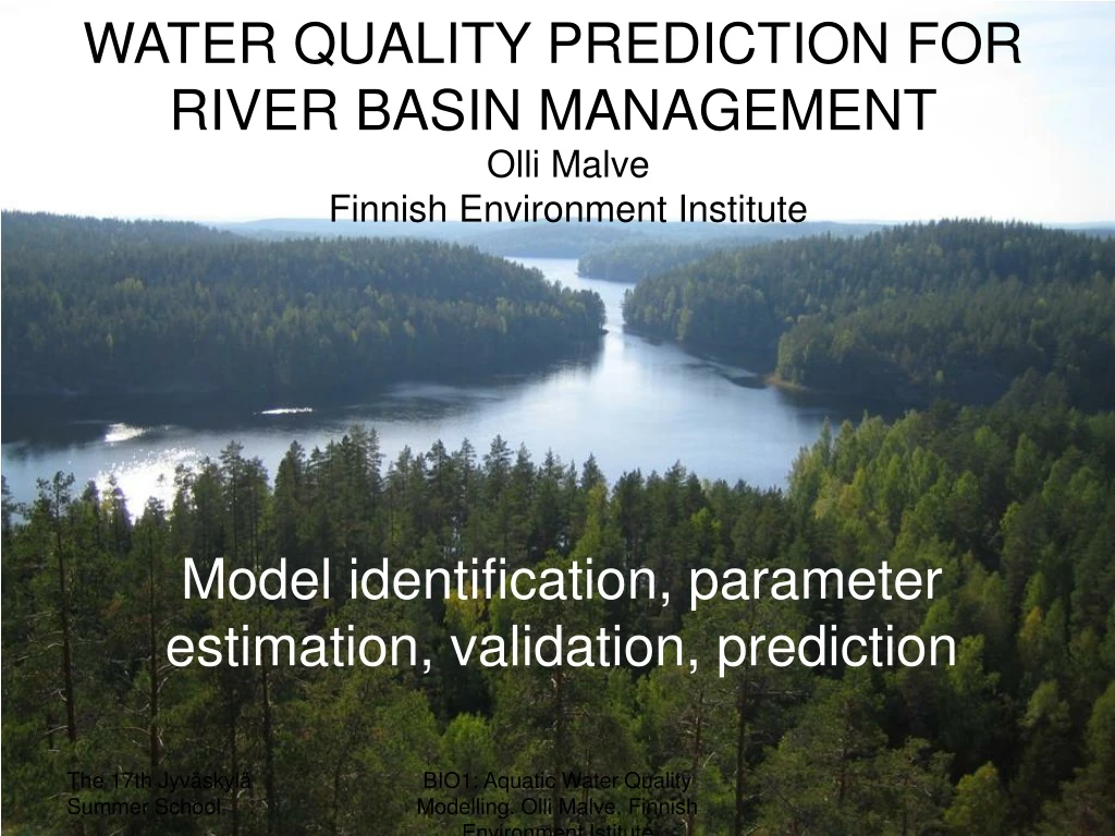 water quality prediction for river basin management