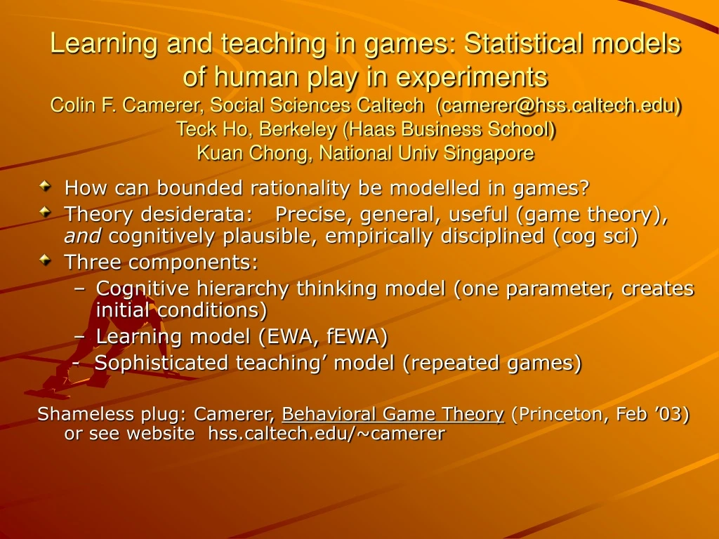 learning and teaching in games statistical models