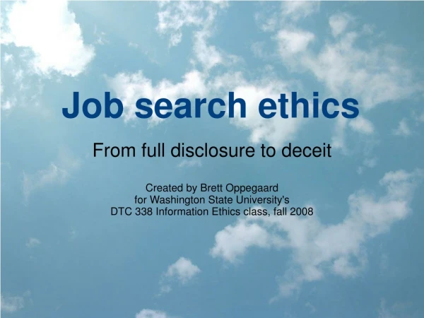 Job search ethics