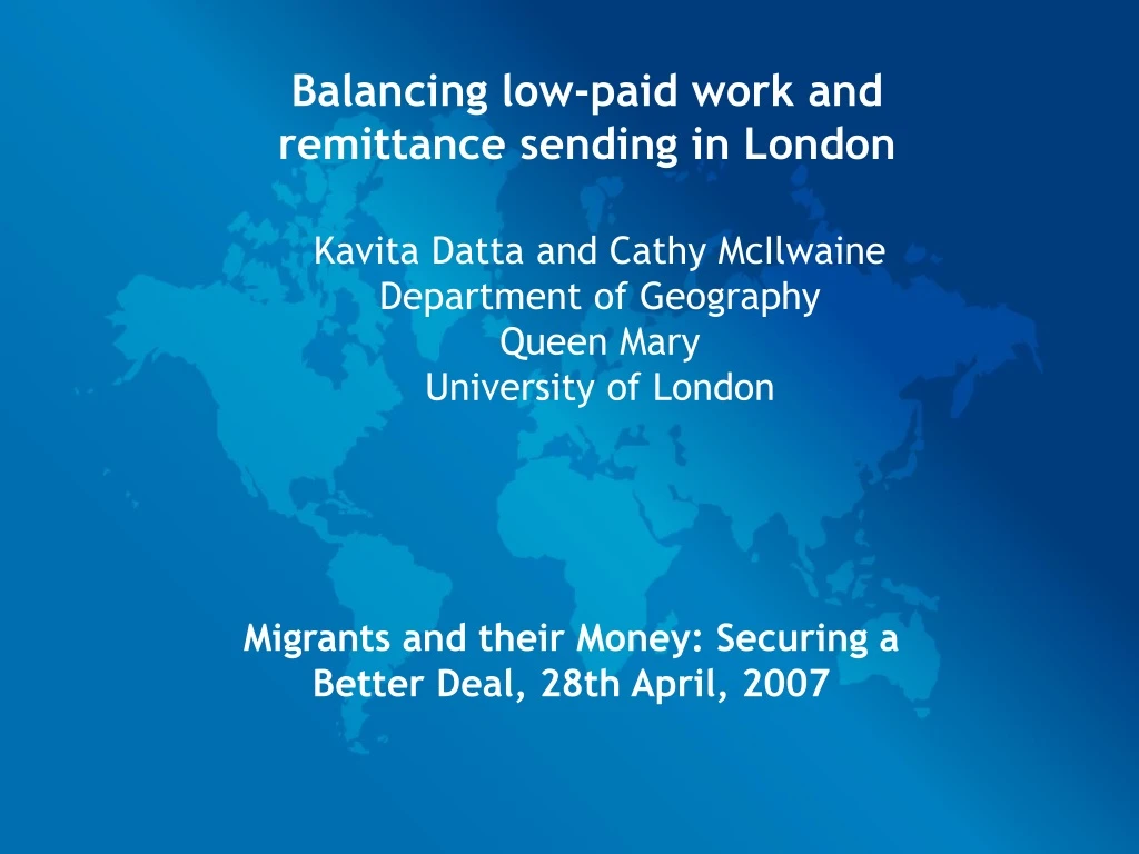 balancing low paid work and remittance sending