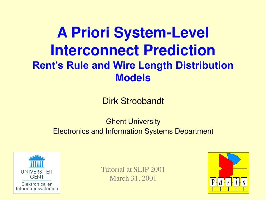 a priori system level interconnect prediction